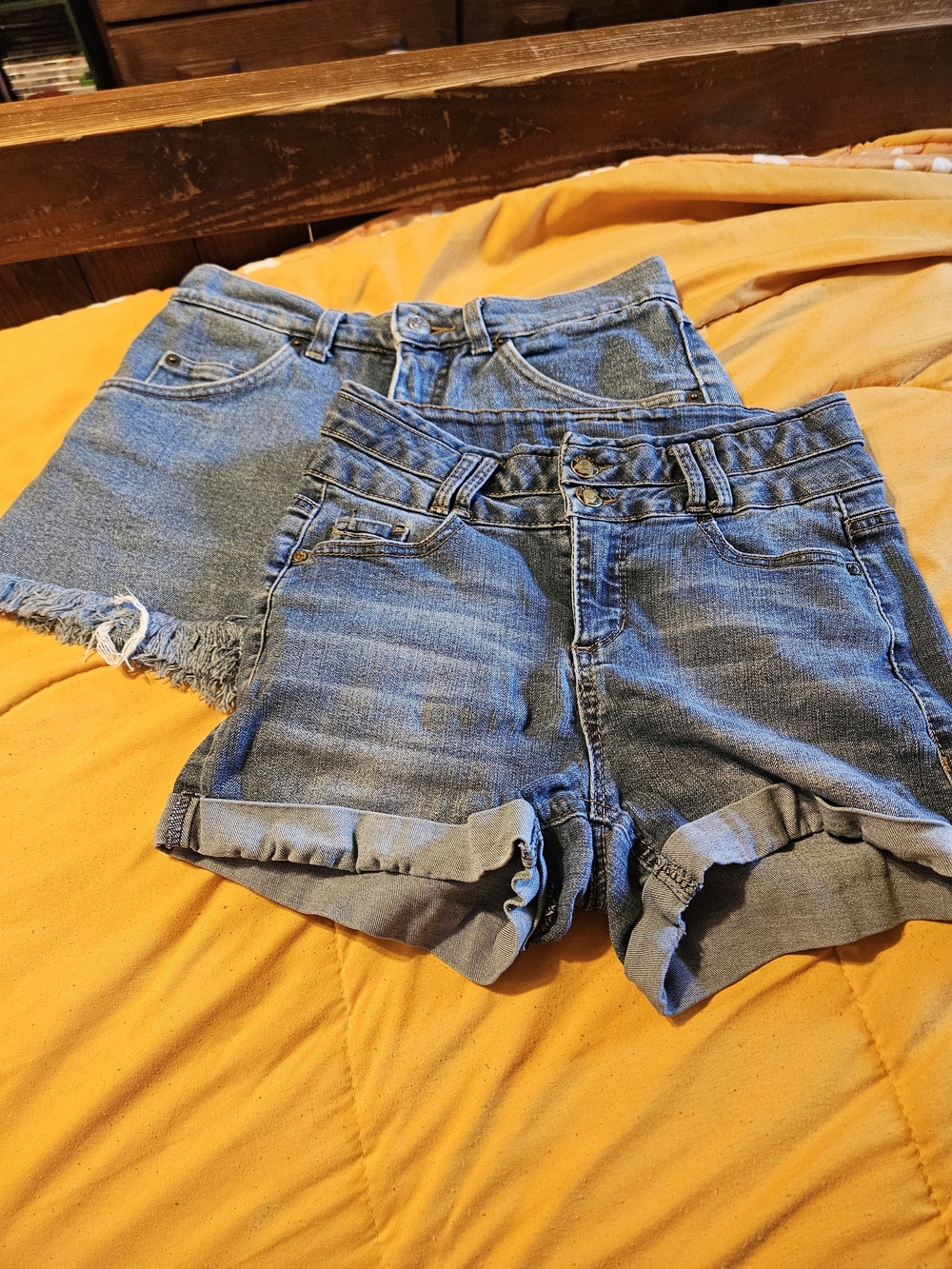 Two High-waisted Denim Shorts Set